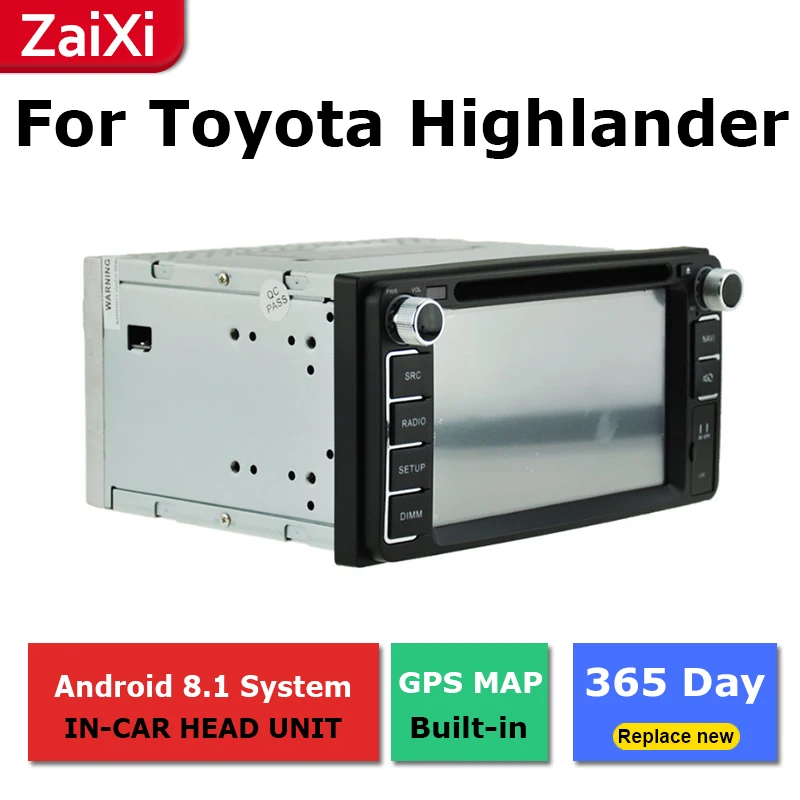 Best ZaiXi android car dvd gps multimedia player For Toyota Highlander Kluger 2000~2007 car dvd navigation radio video audio player 1