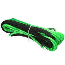 15 м 5500lbs высокопрочный зеленый синтетический трос лебедки Кабельная линия с крюком буксировочные тросы для ATV UTV Off-Road