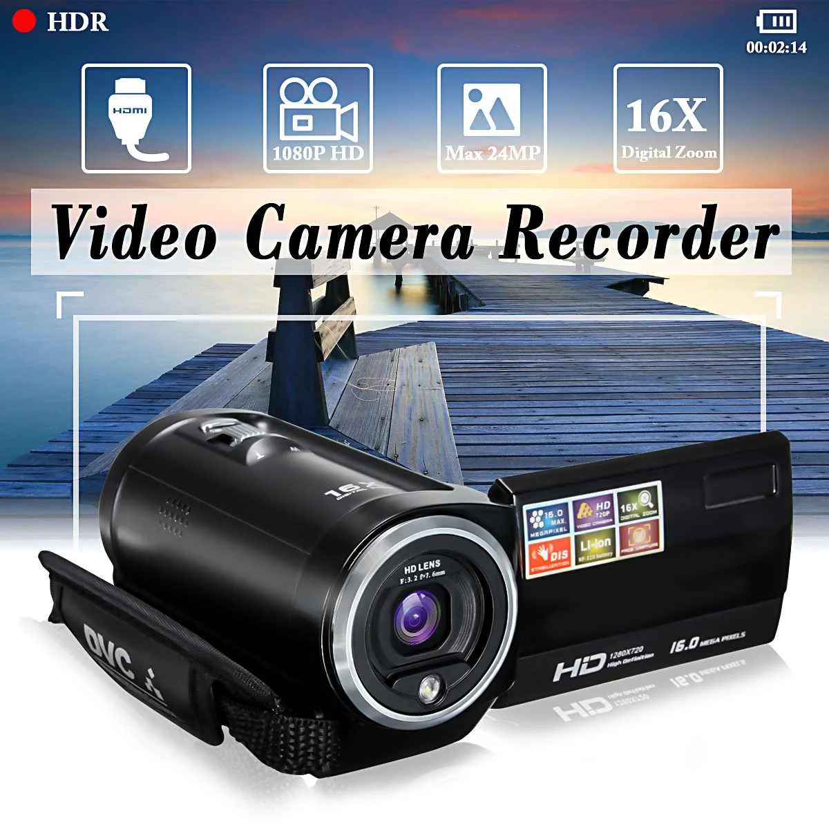 

720P 16X Digital Camcorder Video Camera DV DVR 2.7inch LCD 16MP ZOOM Camcorder Shooting Photography Video Camera