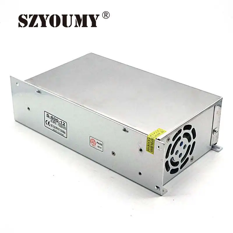 

SZYOUMY Switching Power Supply 600W 12V 50A AC To DC Power Supply Input 110V 220V Converter With one Fan Good Quality