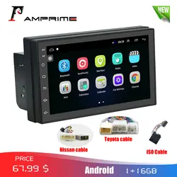 AMPrime 2din автомобиль радио Android 7 "MP5 мультимедийный плеер Зеркало Ссылка 2 Din с сенсорным экраном gps Bluetooth FM WI-FI Авто аудио плеер