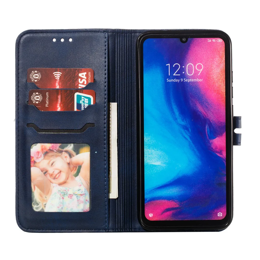 Чехол для XiaoMi RedMi Note 7 роскошный кожаный чехол книжка с кошкой Xiaomi Redmi однотонный