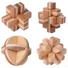 4 шт./компл. IQ деревянные Логические Bamboo ум, переплетенных Паззлы игра для взрослых детей
