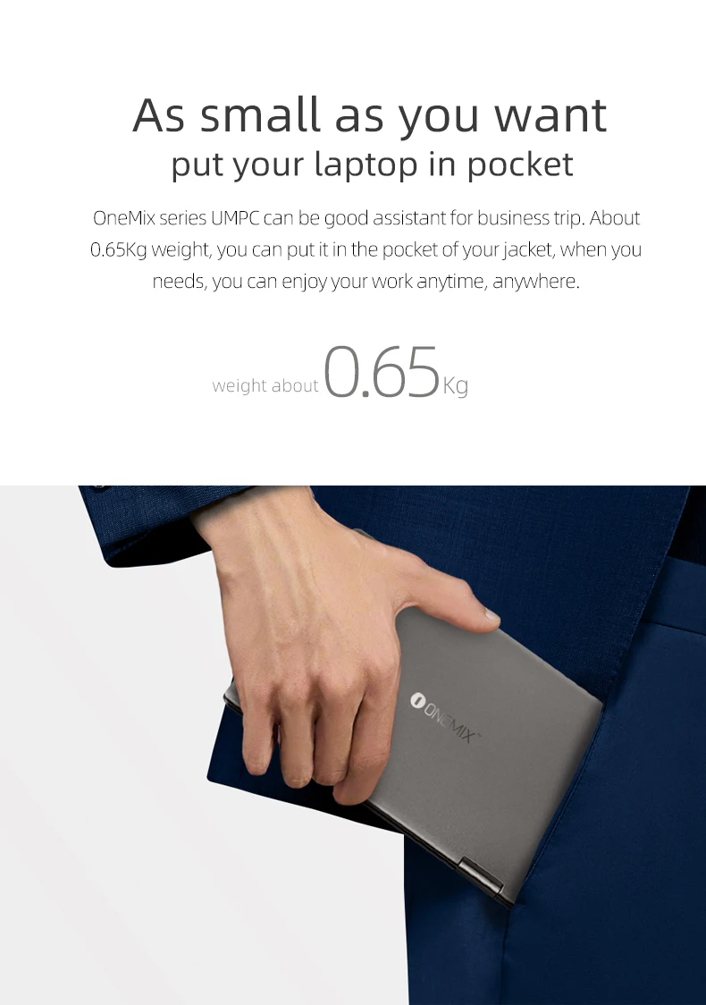 Нетбук One Mix 3S Platinum Editie Yoga карманный ноутбук Intel Core i7-8500Y двухъядерный 8," ips экран 16G 512G wifi Тип C