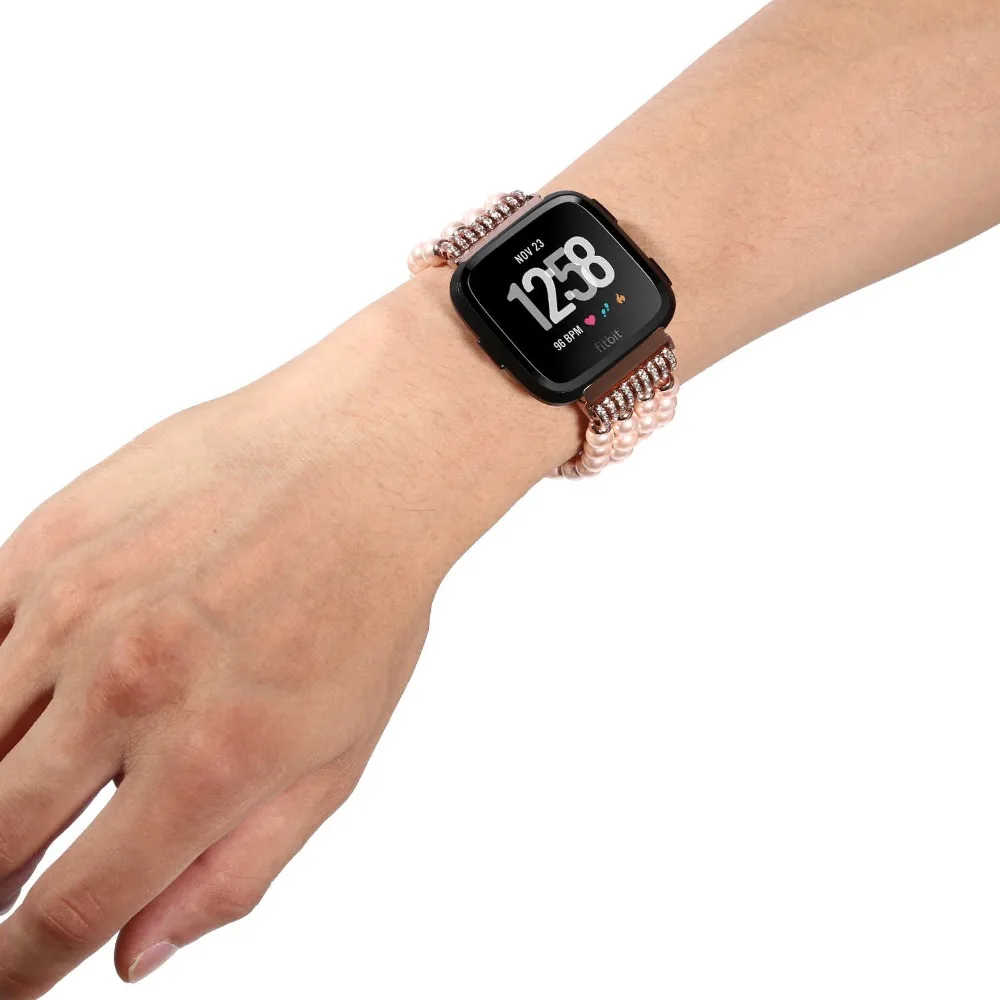 DAHASE роскошный эластичный ремешок с жемчугом для смарт часов Fitbit Versa сменный