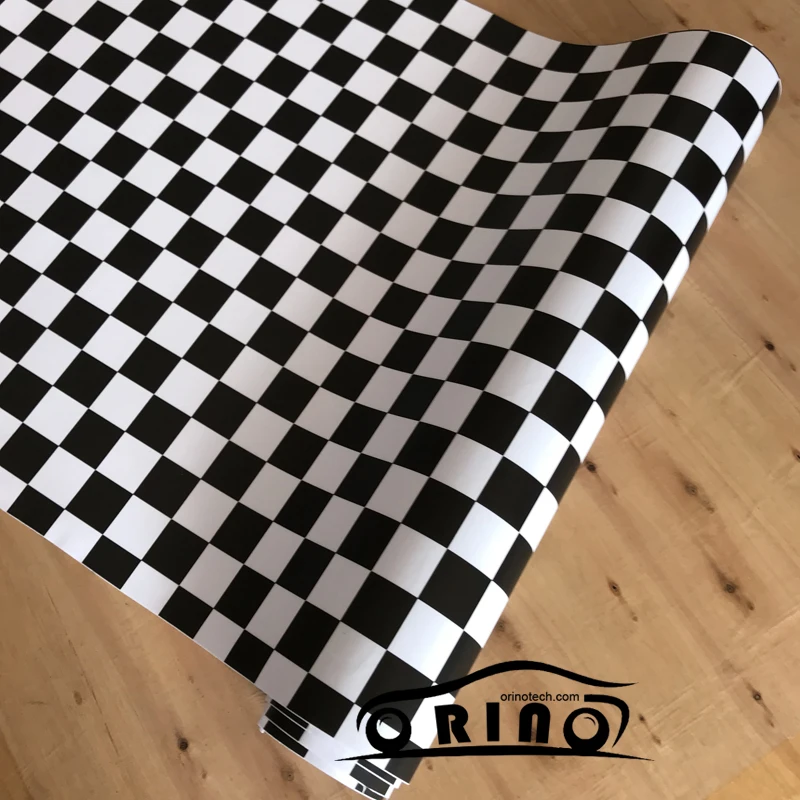 ORINO клейкая черно-белая гоночная наклейка с Клетчатым флагом Виниловая пленка для автомобиля, велосипеда, мотоцикла, оборачивающая наклейка с воздушными пузырьками