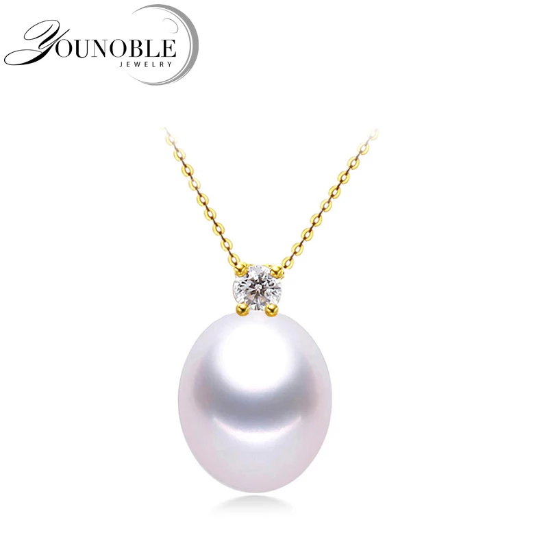 

Real 18K Gold Pendant With Freshwater Pearl Necklace Women,Trendy Gold Jewelry Girls Party Gift 925 Silver Necklace Chain