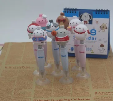 

Korean new cartoon potatoes rabbit ball pen creative animal sucker pen,cute base shaking ball point pen