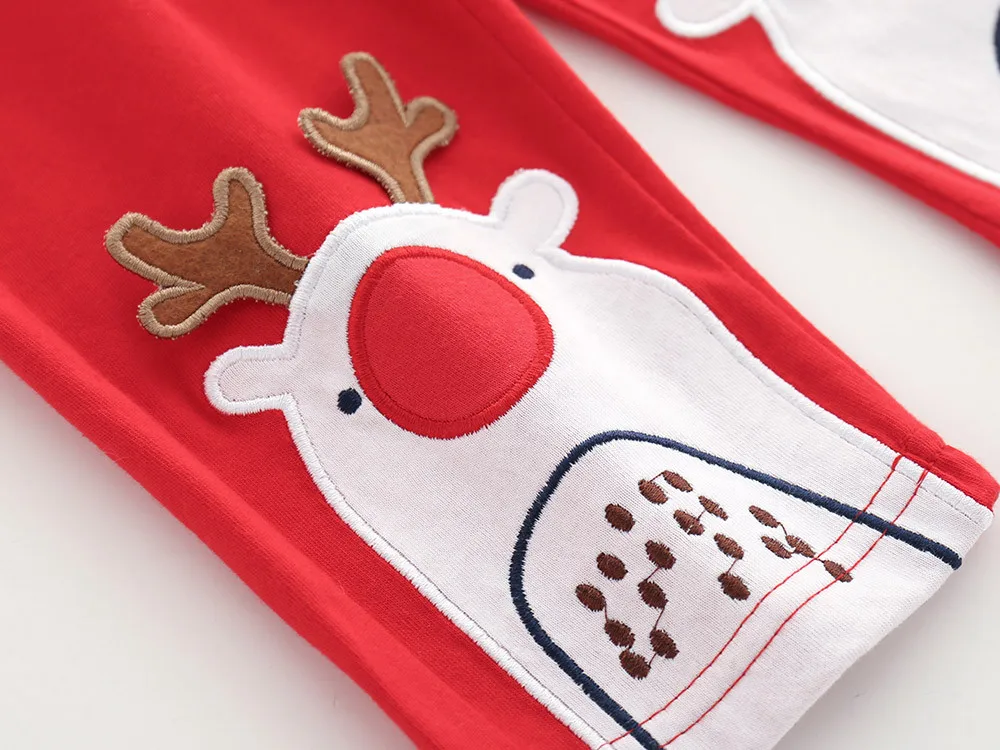 Infant Baby Clothes Set Boys Girls Cartoon Christmas XMAS Deer Romper Long Sleeve Tops+Pants 2Pcs Toddler Kids Clothing Sets