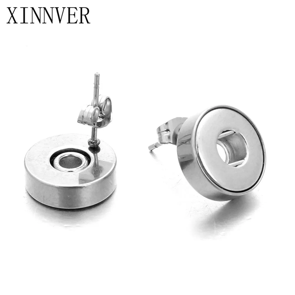 Модная пара 316L из нержавеющей стали простой элегантный защелка-стержень серьги подходят 12 мм Кнопка xinnver DIY женские ювелирные изделия xinnver