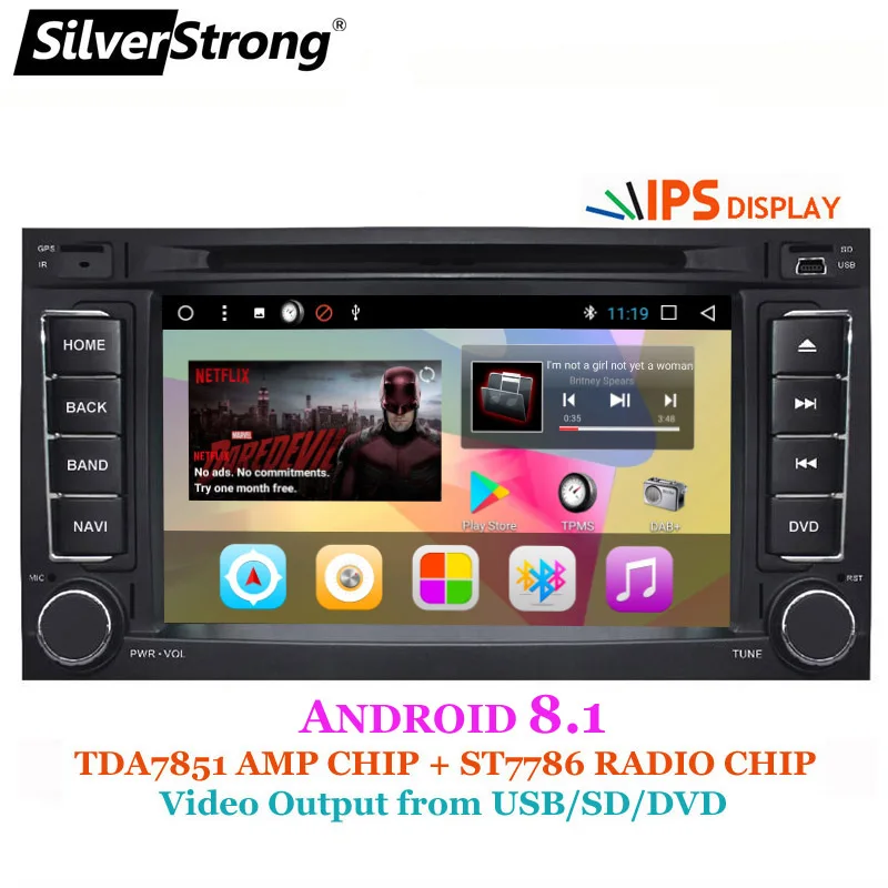 

SilverStrong Android9.0 4G 64G Car DVD for VolksWagen Touareg Radio Transporter T5 with 4core 16G TPMS DAB+
