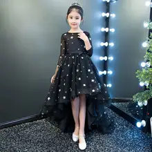 Новинка; платье принцессы со шлейфом и бантом для девочек-подростков; Детские платья для девочек на День рождения; вечерняя одежда для маленьких девочек; Vestidos F52