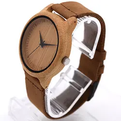 Для женщин Для мужчин ретро Пояса из натуральной кожи группа деревянный корпус кварцевые наручные часы подарок