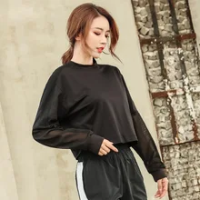 ESHINES Спортивный сетчатый рукав спортивная йога фитнес футболка Повседневная Свободная майка большого размера