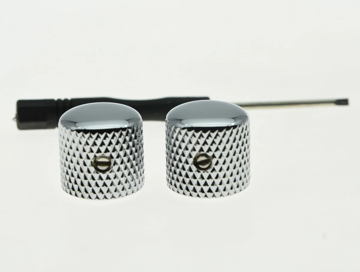 2pcs Set Screw Chrome Metal Guitar Dome Knobs for Tele Telecaster or