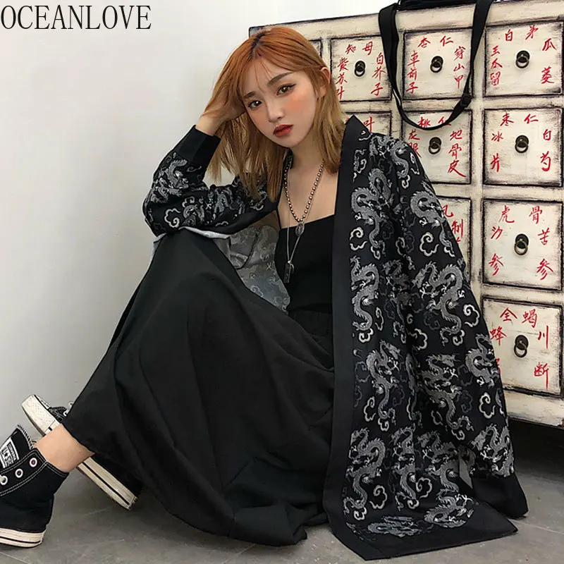 

OCEANLOVE Harajuku Kimonos Summer Yukata 2019 Cosplay Women Tops Cardigan Japan Style Shirts Thin Sunscreen Print Tops 11668