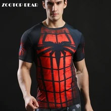 Fitness Tshirts 3D Spiderman Tops 2017 Superhero T shirts Compression Quick T shirts Summer Superhero Tees