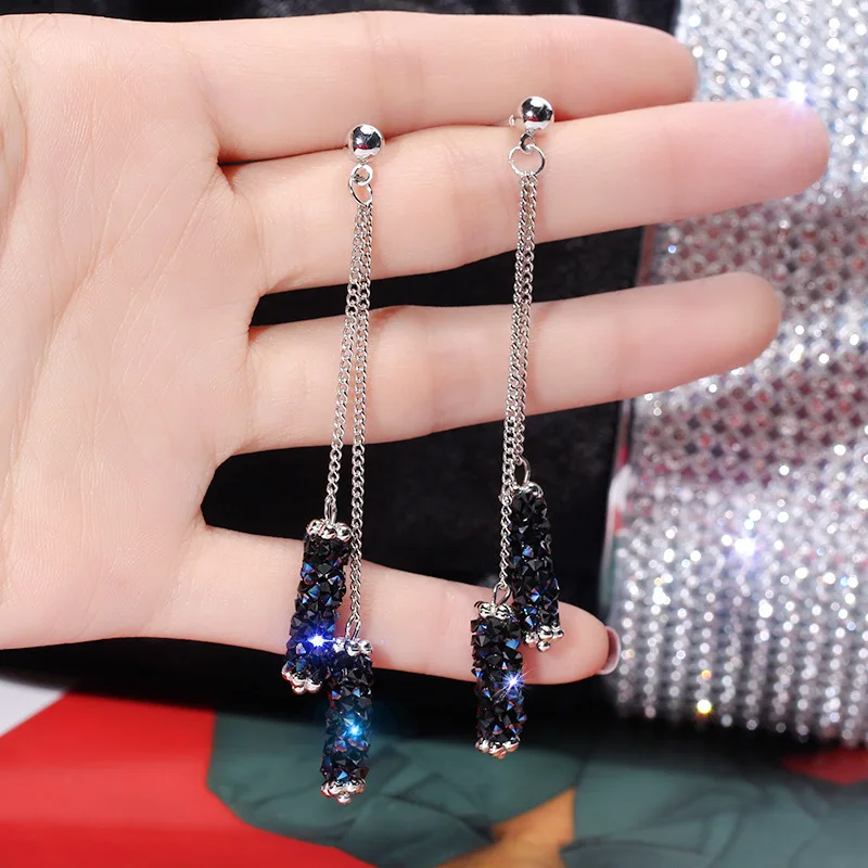 The Midnight Ocean Blue Studded Statement Earrings