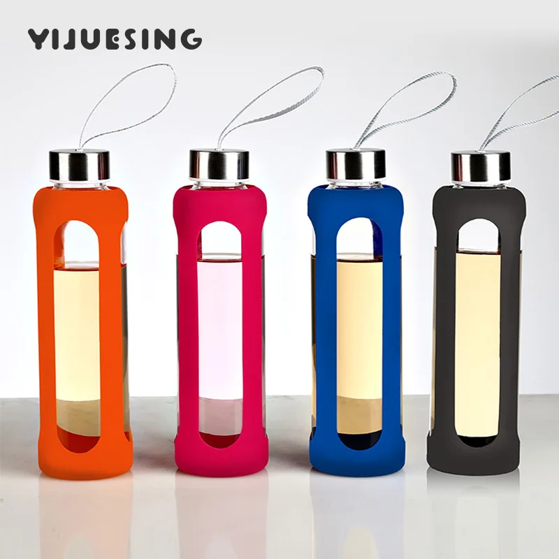 Sport Glass Water Bottle 580ml 20oz with Lid Drink Bottle Stainless