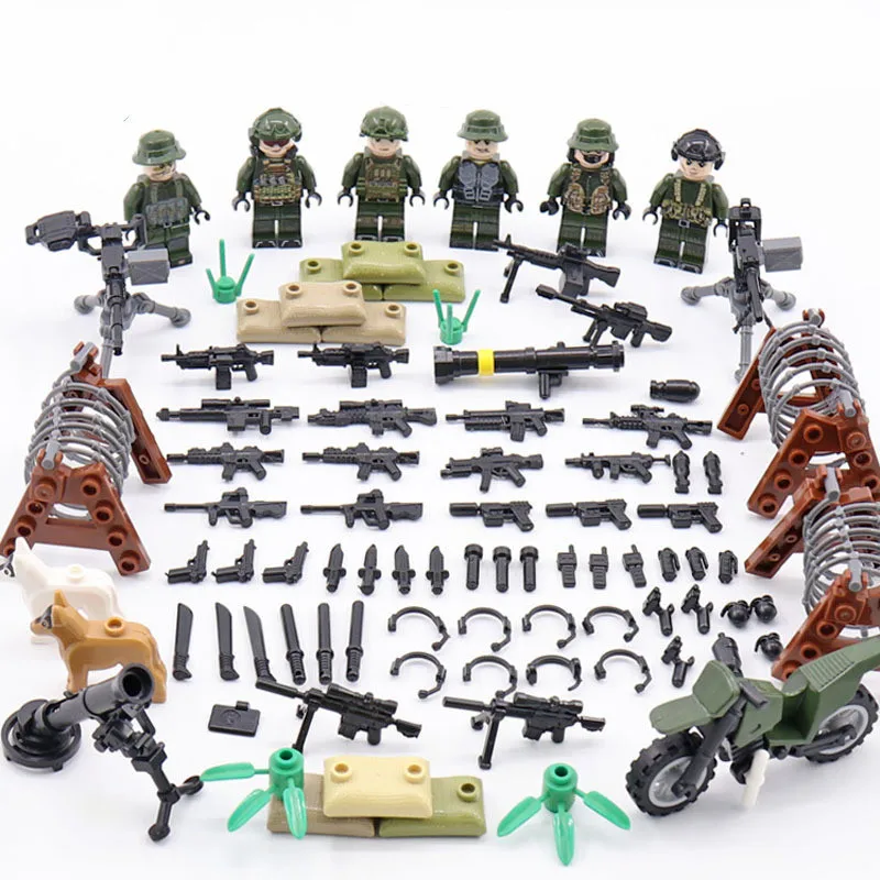 

6pcs/lot MILITARY The special arms dolls swat Team Soldier Building blocks Action Figure Toys For children mini legoing