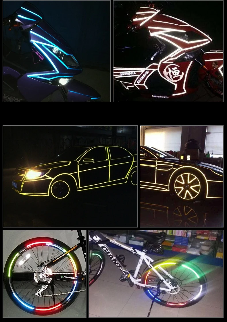 Велосипедная Светоотражающая клейкая лента, велосипедная Светоотражающая наклейка с полосками, наклейка для MTB велосипеда, велосипедное колесо, Аксессуары для велосипеда