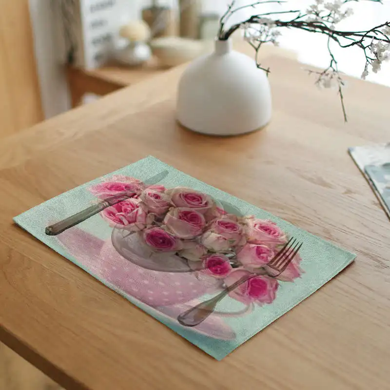 Цветы подарок простыни салфетки чайный стол коврики салфетки полиэстер розовый горшок растения сервеллетас Para Bodas дизайн вечерние украшения - Цвет: 8