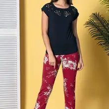 Siyah inci женские пижамы из хлопка и лайкры 19104529