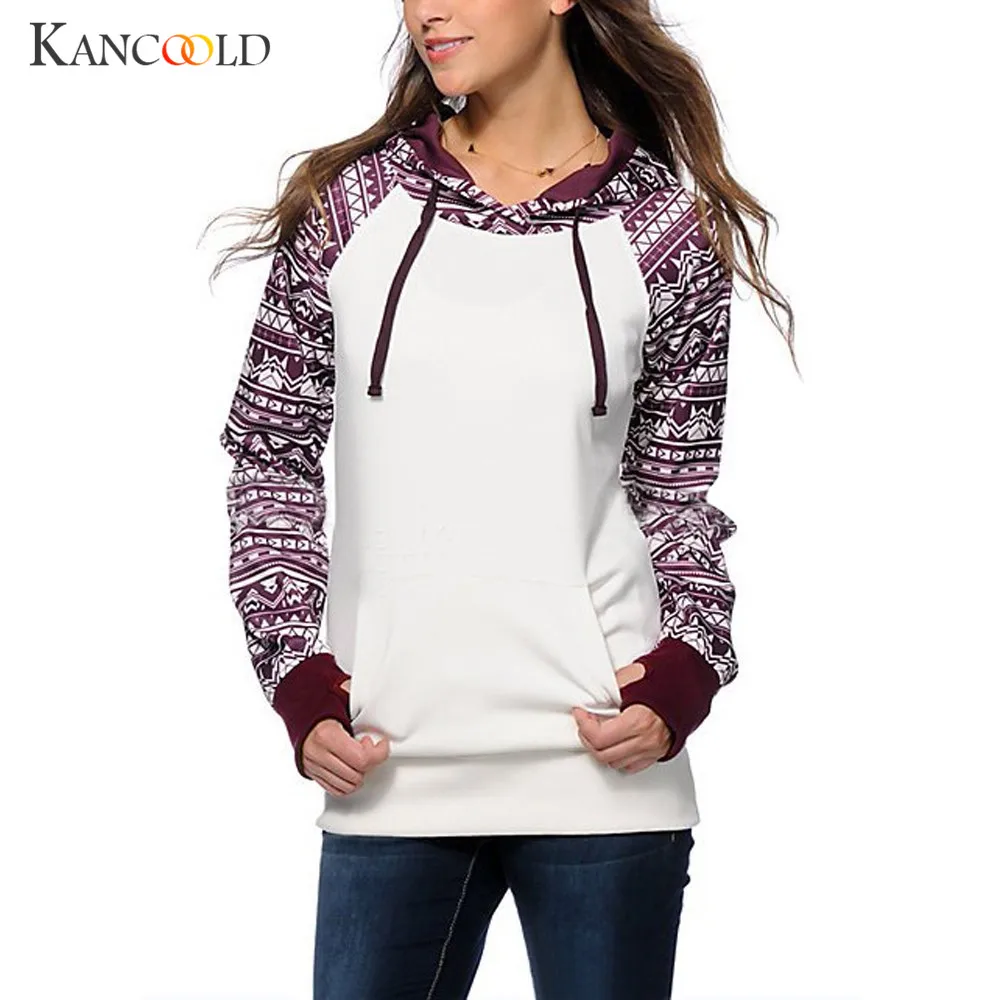 2017 new Female Hoodies Autumn Winter Geometric Print Long