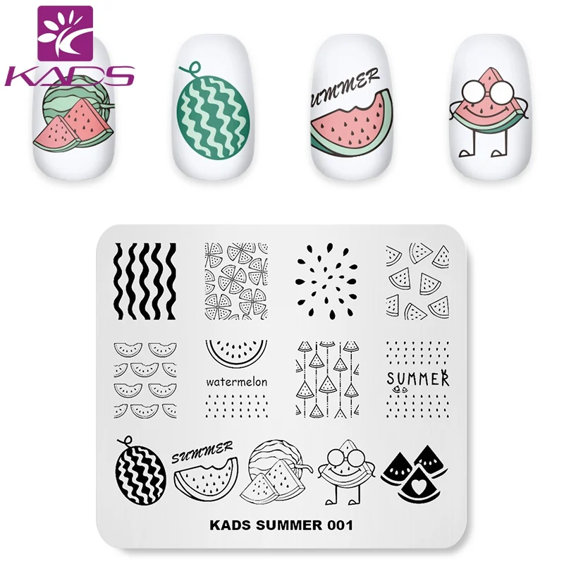 KADS Лето 001 Арбуз Дизайн ногтей шаблоны для пластина с изображениями для нейл-арта из нержавеющей стали DIY шаблон печати ногтей