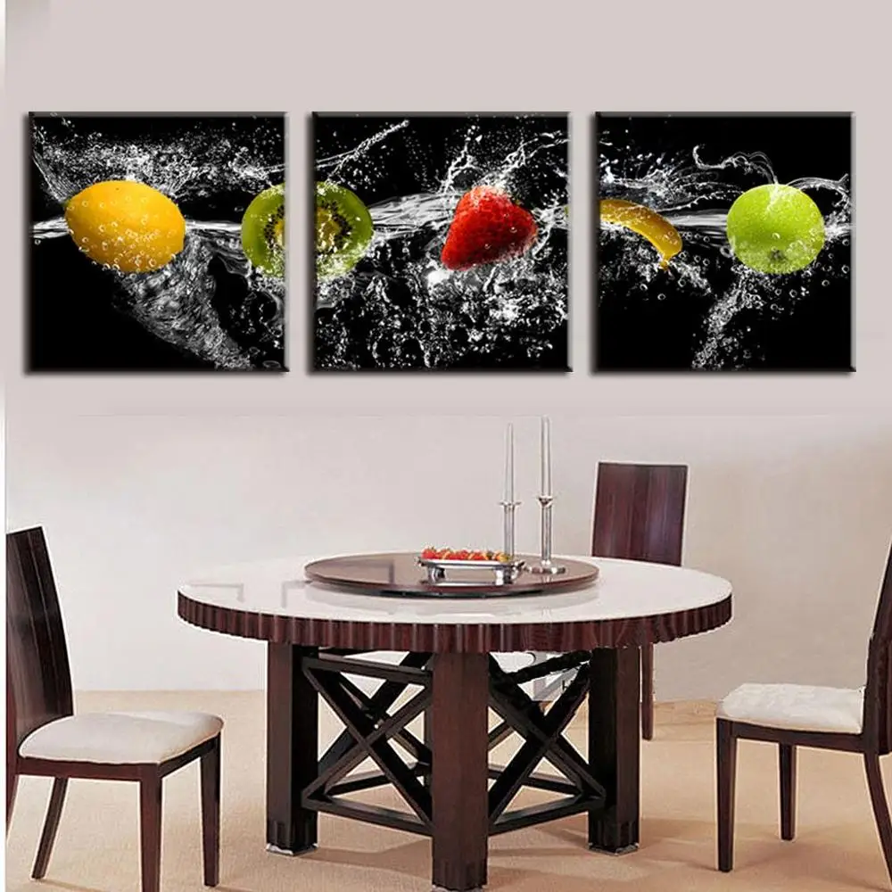 Hot New Modern 3 Pieces Painting On Canvas Delicious fresh fruit Dining