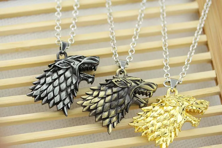 Game of Thrones Necklace House Stark Movie necklace Winter Is Coming 3D wolf head pendant 19 Style