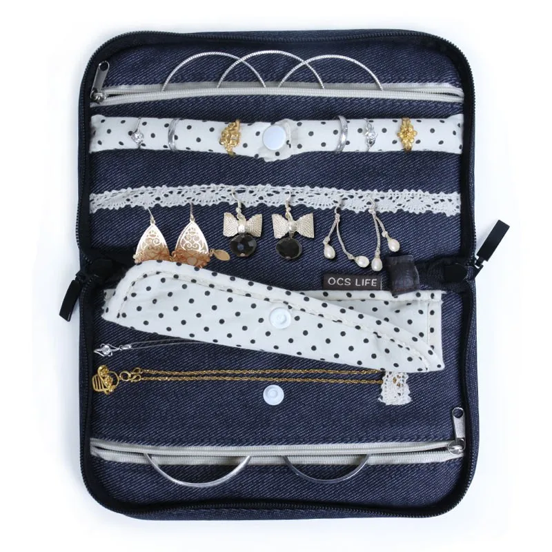 

1pc Jewelry Pouch Chinese Jean Cloth Storage Bag Vintage Container jewelry Organizer for earrings necklaces As Christmas gifts
