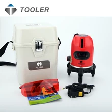 5 лазерных линий 6 точек лазерный уровень, работает с внешним аккумулятором, 360 градусов Поворотный наклон slash доступен автоматический линейный лазерный уровень