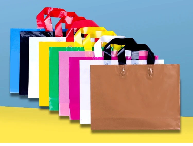 30*20cm custom logo printed plastic packing shopping bags with handle