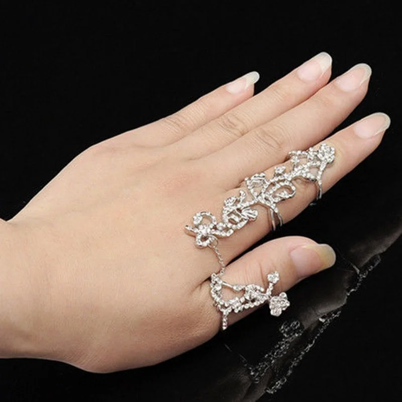 Hot Trendy Punk Gothic Gold Silver Double Full Finger Knuckle Armor Ring Fashion Jewellery Jewellery & Watches