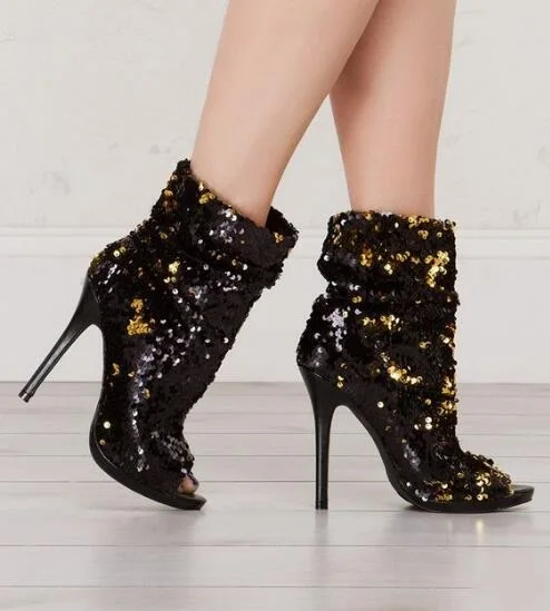 Stiletto Slouchy Bootie Peep Toe 