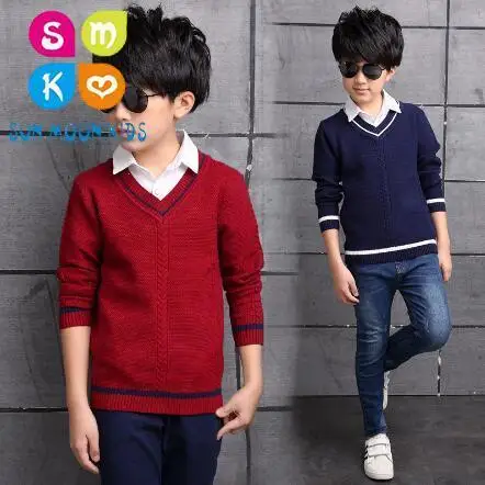 

2018 Autumn Boys Sweater Long-Sleeved Casual Cotton Pullover Kids Boys Knitted Sweater Fashion Children Clothes