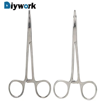 

DIYWORK Curved/Straight Hand Tool Fishing Locking Pliers 12.5cm Pet Hair Clamp Hemostatic Forceps Epilation Tools