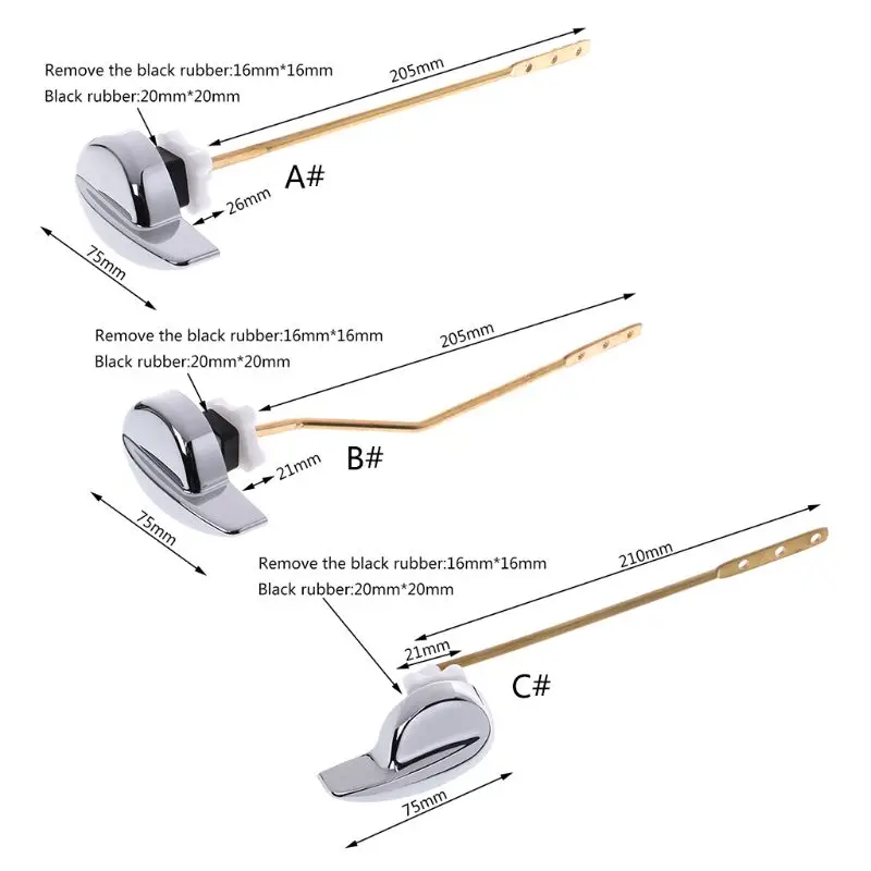 Хромированная отделка Боковое крепление туалетный рычаг туалетный бак ручка для ванной комнаты Тип A/B/C