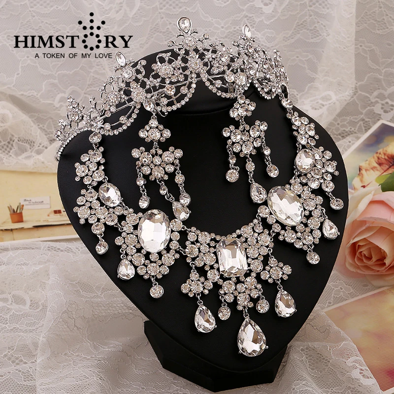 Gorgeous Large European Style Crystal Rhinestones Bridal Wedding font b Jewelry b font Sets Headpiece Statement