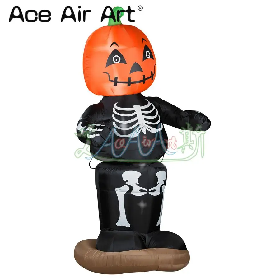 

Giant led inflatable Halloween Pumpkin series model,pumpkin skeleton man with stand base for event decoration