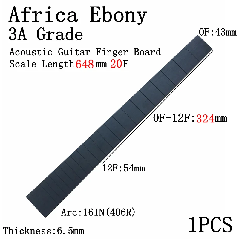 3A Африканский эбонитовый для акустической Гитары Электрический Гитары Классическая Гитары кленовым грифом Гитары делая Материал - Цвет: Scale Length648mm20F