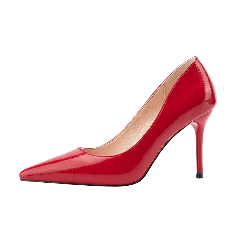 Altos 9 Mujeres Aguja Cuero negro Tacones Beige 2018 Desnuda Fetiche Azul azul caqui Scarpins Señora De Zapatos Bombas Calzado Cm rojo Nupcial Prom Elegante FqXEFw4
