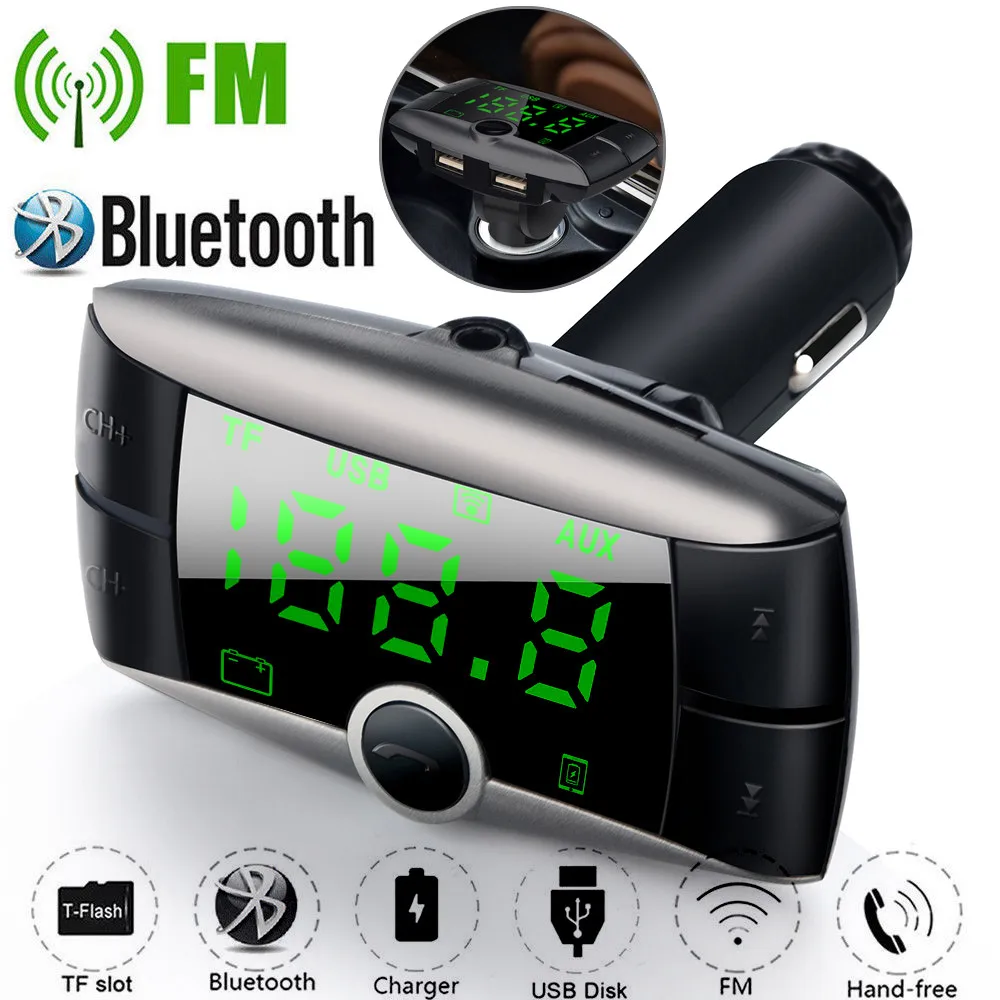 OMESHIN беспроводной Bluetooth Автомобильный MP3-плеер двойной USB зарядное устройство автомобильный аудио модулятор Hands Free Автомобиль Серый Apl26
