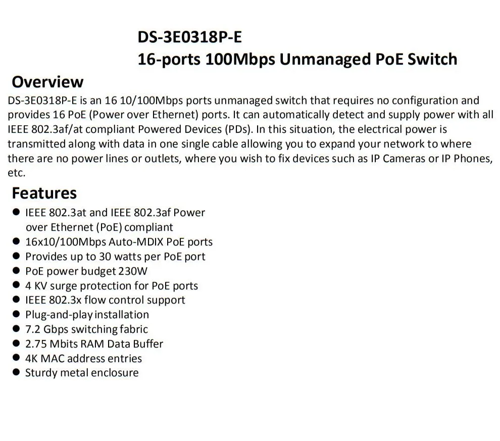 Switch de Rede Hik com Logotipo Lan Swtich Ds-3e0105p-e Ds-3e0109p-e Ds-3e0318p-e Ds-3e0326p-e 4ch 8ch 16ch 24ch Poe 6 DS-3E0105P-E DS-3E0109P-E DS-3E0318P-E DS-3E0326P-E