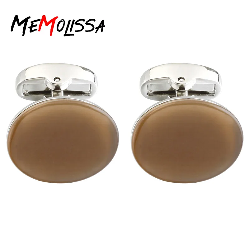 MeMolissa Vintage Opal Cuff links Luxury Light Brown Stone Cufflinks