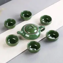 Китайский ледяной трещины Celadon чайный набор кунг-фу фарфоровый чайный сервиз китайские традиционные чайные чашки костяного фарфора чайный сервиз чайник набор подарок