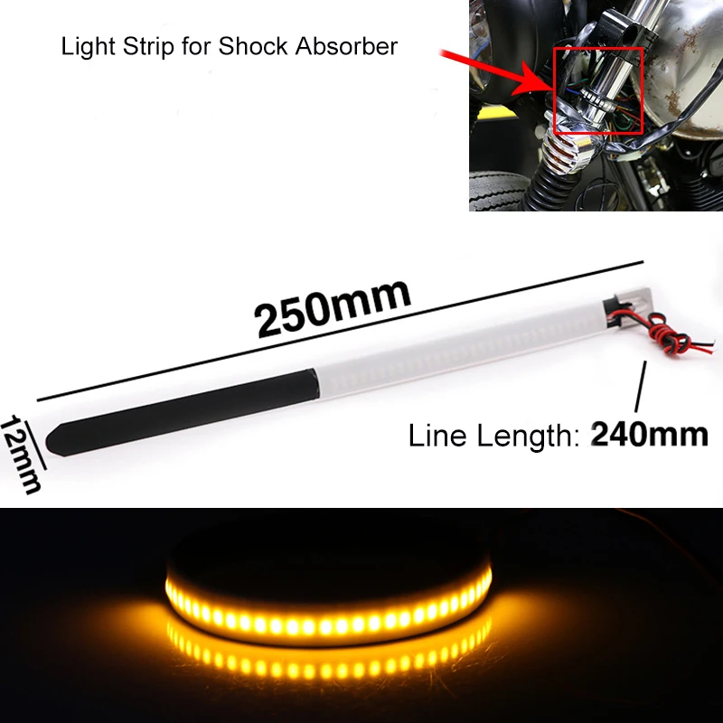 

5W Universal Motorbike Scooter Turn Signal Tail Brake Stop License Plate Lights Motorcycle LED Light Strip for Shock Absorber