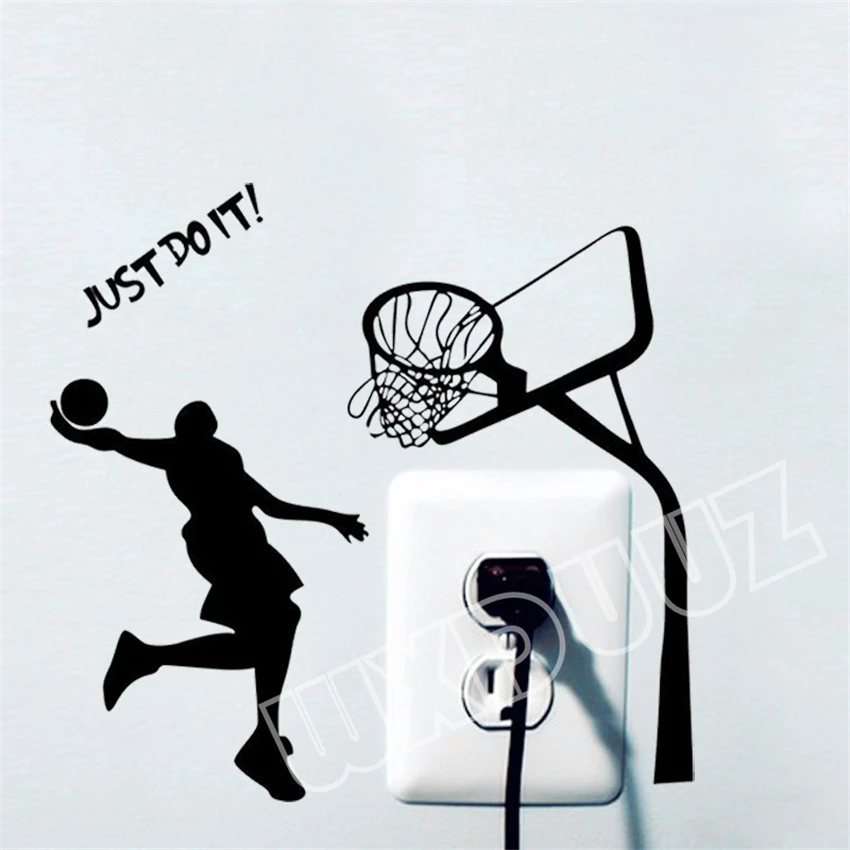 Съемный баскетбольный игрок бросок сверху Спортивная виниловая наклейка креативная Настенная Наклейка s для детской комнаты настенный Декор виниловая Современная F75
