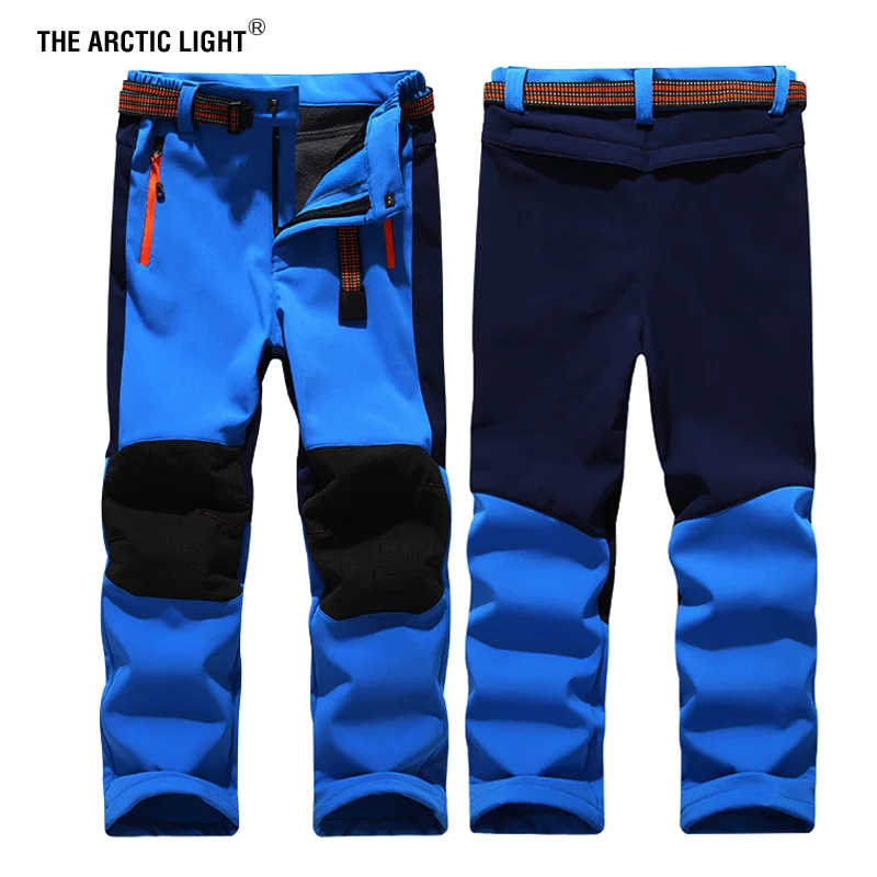

THE ARCTIC LIGHT Child Ski Pants Hiking Camping Boy Girl Waterproof Breathable Soft Shell Thick Pants The Latest High Quality